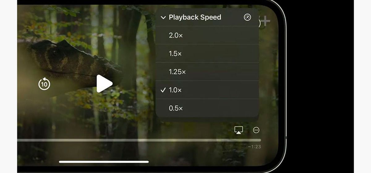 Видеоплеер в iOS 16 позволяет менять скорость воспроизведения видео