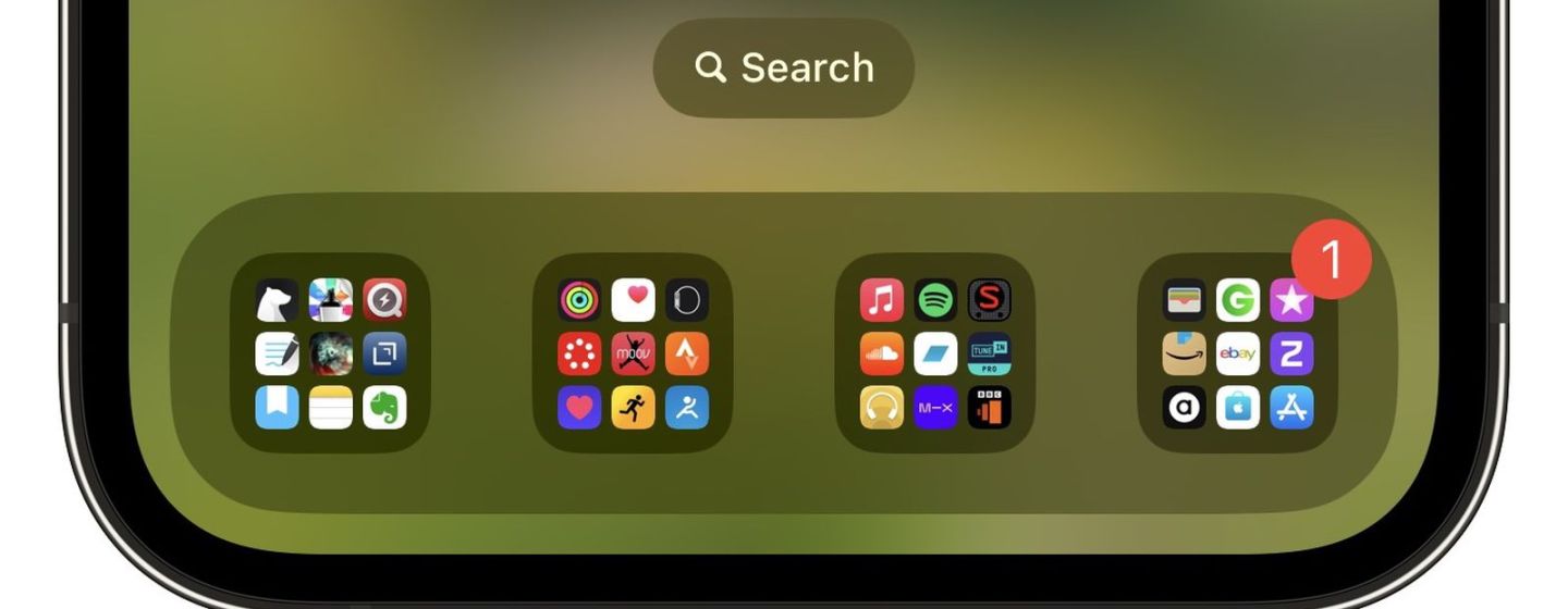 Как удалить кнопку поиска на главном экране в iOS 16