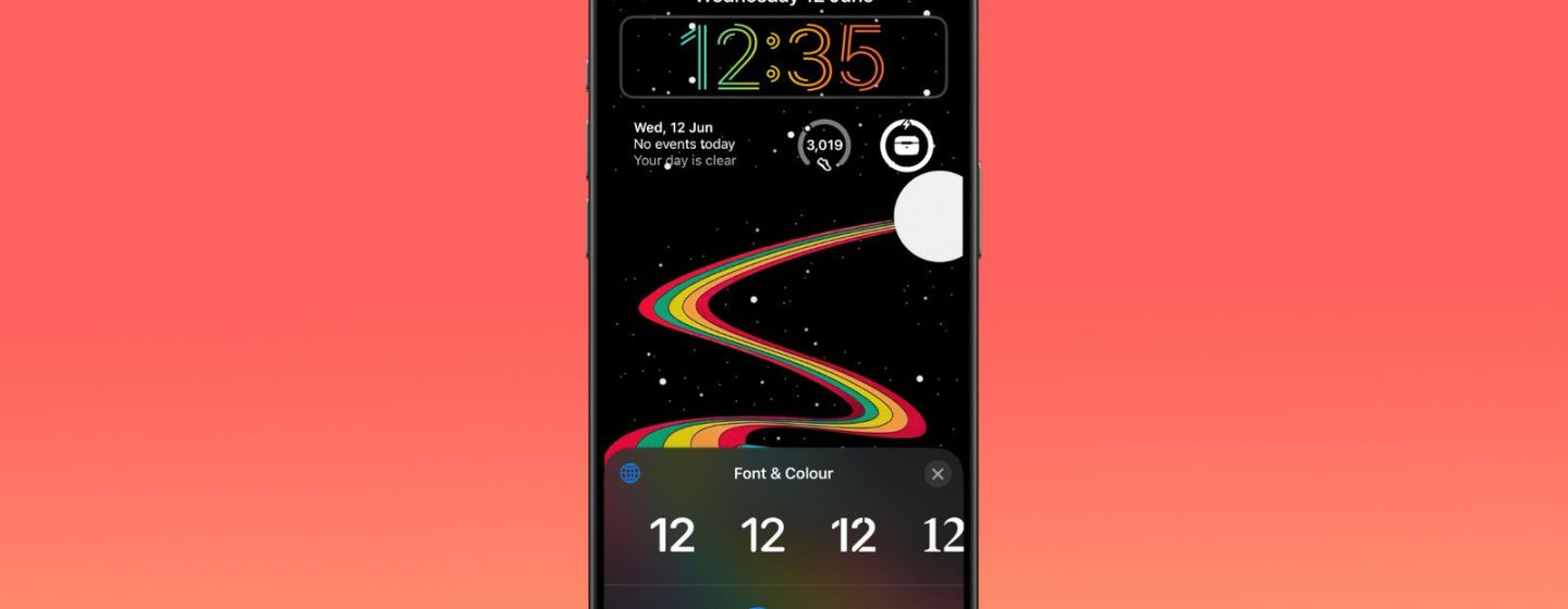 На экране блокировки в iOS 18 добавили многоцветные часы