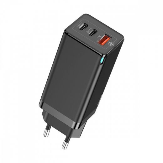 Зарядка Baseus GaN Quick Travel Charger 65W (2 Type-C + 1 USB) Black