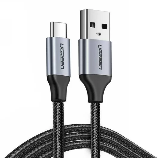 Кабель UGREEN US288 USB-A 2.0 - USB-C Cable Nickel Plating Aluminum Braid 1м Black