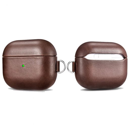 Кожаный чехол i-Carer Genuine Leather Case with Wrist Strap Brown для AirPods 3