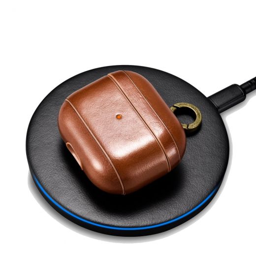 Шкіряний чохол i-Carer Vintage Leather Case with The Metal Hook Brown для AirPods 3