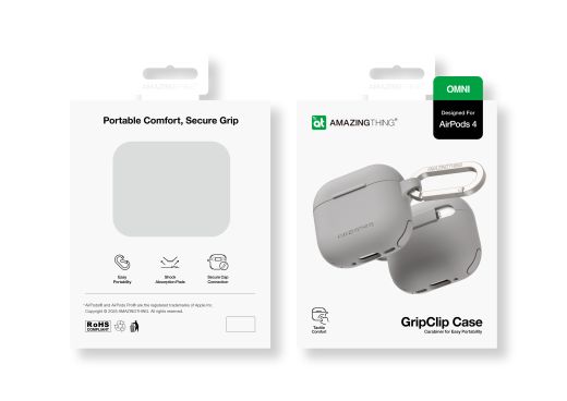 Силіконовий чохол AmazingThing Omni GripClip Case Titan Grey для Airpods 4 (APRO4OMGY)