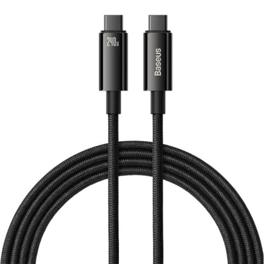 Кабель Baseus Tungsten Gold Fast Charging Type-C to Type-C 240W 2м Black (CAWJ040101)