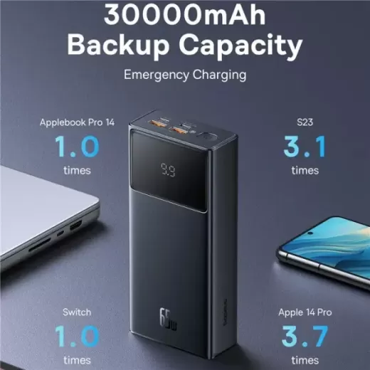 Повербанк Baseus Star Lord Digital Display Fast Charge Power Bank 30000mAh 65W Black (3605E79C)