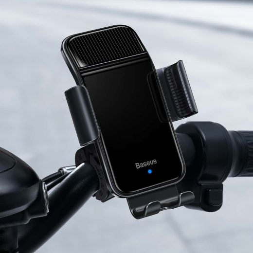 Держатель для телефона на велосипед Baseus Smart Solar Power Wireless Cycling Electric Holder Black (SUZG010001)