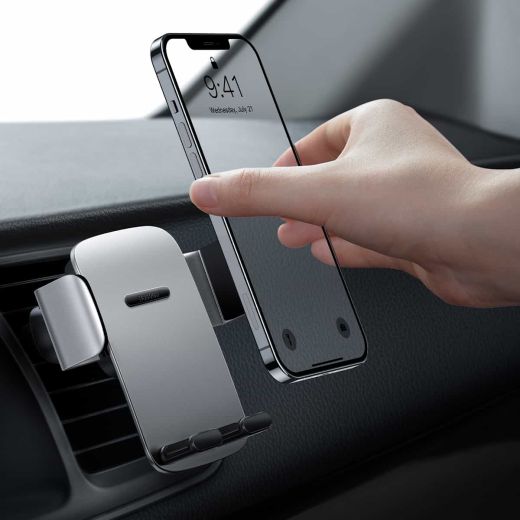 Держатель для телефона в машину Baseus Easy Control Pro Clamp Car Mount Holder (Air Outlet Version) Silver (SUYK010112)