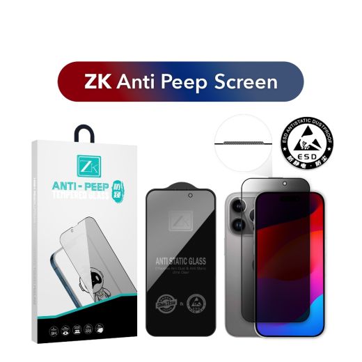 Защитное стекло антишпион ZK 2.5D Anti Peep 0.26mm для iPhone 15