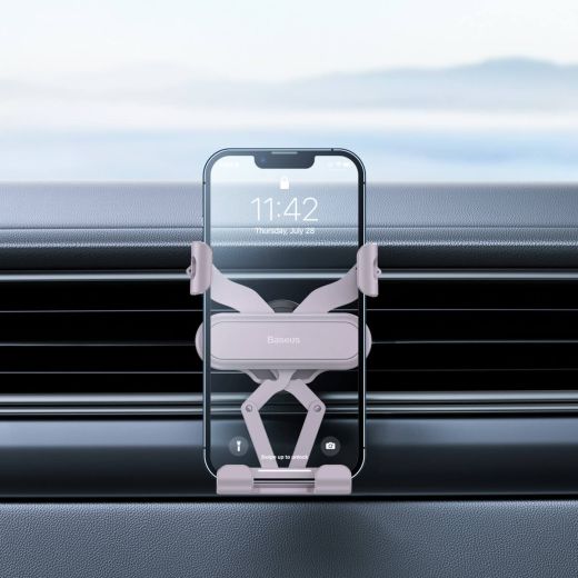 Тримач для телефону в машину Baseus Stable Gravitational Car Mount Lite (Air Outlet Version) Creamy-white (SUWX010002)