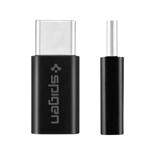 Адаптер Spigen Essential CAMC2 Micro-USB to USB-C Black (000AD20792)