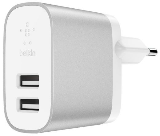 Мережевий зарядний пристрій Belkin Home Charger 24W DUAL USB 4.8A, Silver (F7U049VFSLV)
