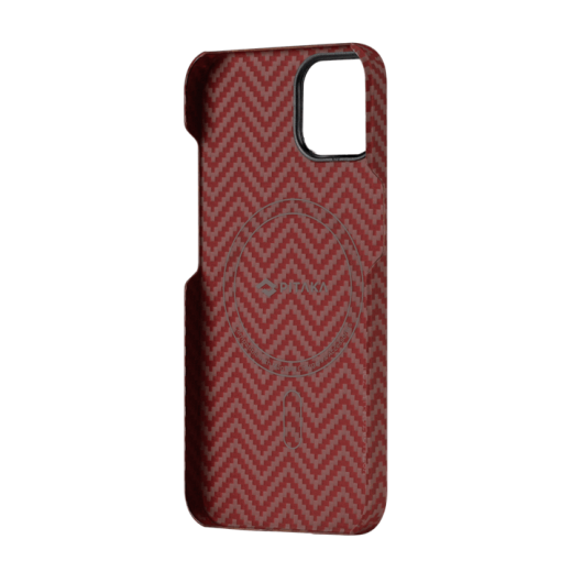 Карбоновый чехол Pitaka MagEZ Case 2 Red/Orange (Herringbone) для iPhone 13 (KI1307M)