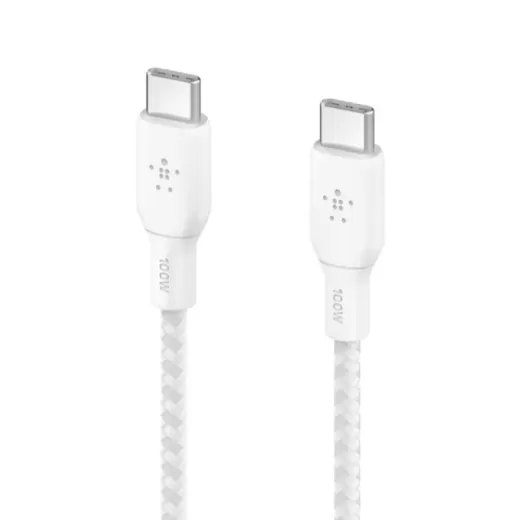 Кабель Belkin Braided USB-C to USB-C 2м 100W White (CAB014BT2MWH)