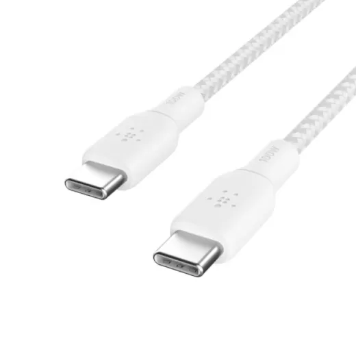 Кабель Belkin Braided USB-С to USB-С 2м 100W White (CAB014BT2MWH)