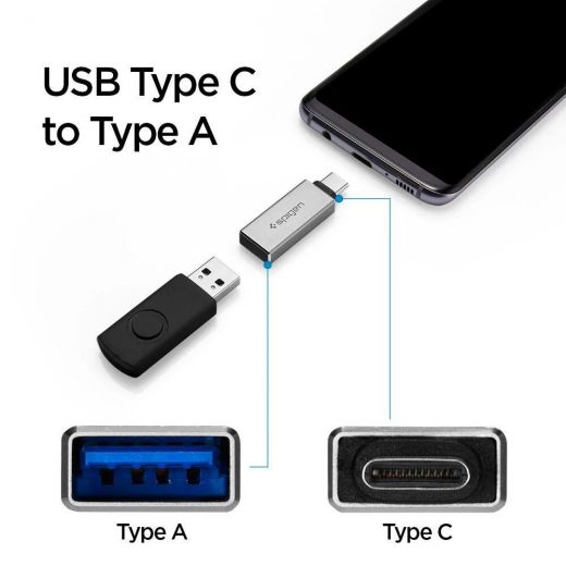 Адаптер Spigen Essential CA300 USB-A to USB Type-C (000AD21244)