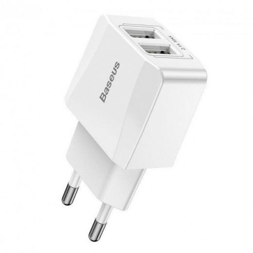 Зарядное устройство Baseus Mini Dual-U Charger EU 2.1A White (CCALL-MN02)
