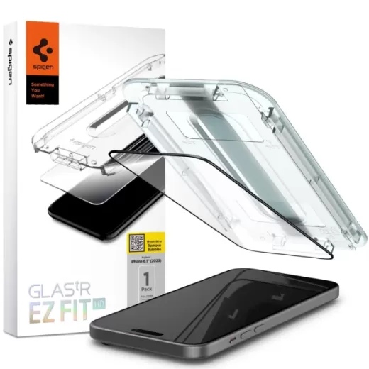 Защитное стекло Spigen Glas.TR EZ FIT FC 1шт. Black для iPhone 15 (AGL06908)