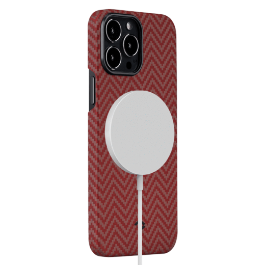 Карбоновый чехол Pitaka MagEZ Case 2 Red/Orange (Herringbone) для iPhone 13 Pro