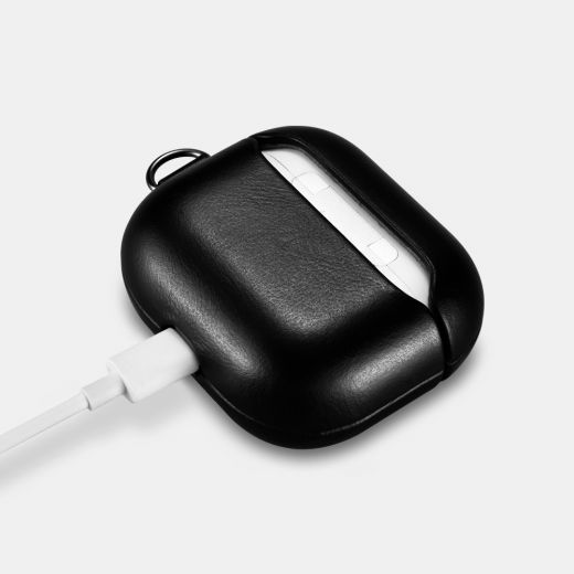 Кожаный чехол i-Carer Genuine Leather Case with Wrist Strap Black для AirPods 3