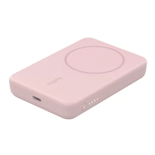 Зовнішній акумулятор з бездротовою зарядкою Belkin Magnetic Wireless Power Bank 5K + Stand Blush Pink (BBC010-PK)