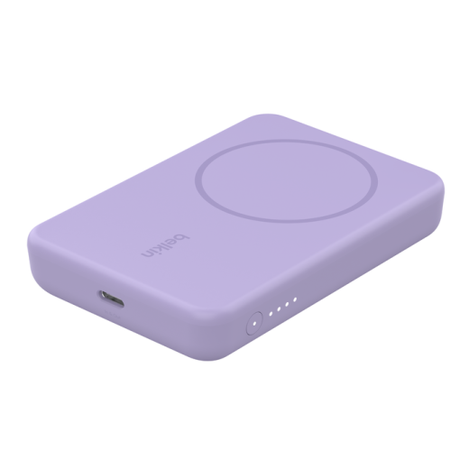 Внешний аккумулятор с беспроводной зарядкой Belkin Magnetic Wireless Power Bank 5K + Stand Lavender Purple (BBC010-PU)