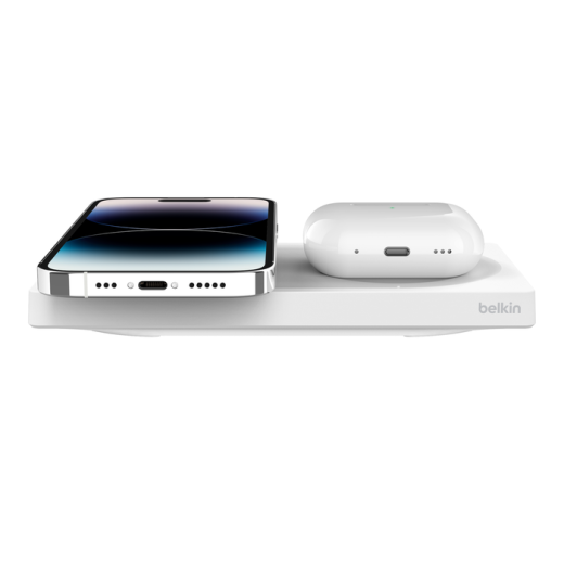 Бездротова зарядка Belkin BoostCharge Pro 2 в 1 Wireless Charging Pad with MagSafe 15W White (WIZ019ttWH)