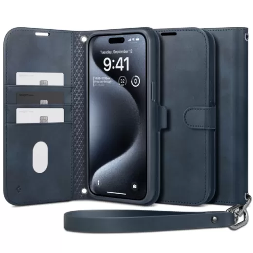 Чохол-книжка Spigen Wallet S Pro Navy для iPhone 15 Pro Max (ACS06606)