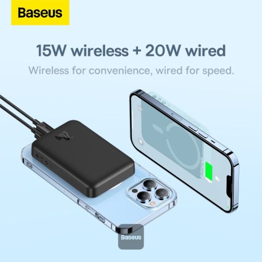 Павербанк (Зовнішній акумулятор) Baseus Power Bank 10000mAh Magnetic Wireless Fast Charging 20W Black (PPCX030001)