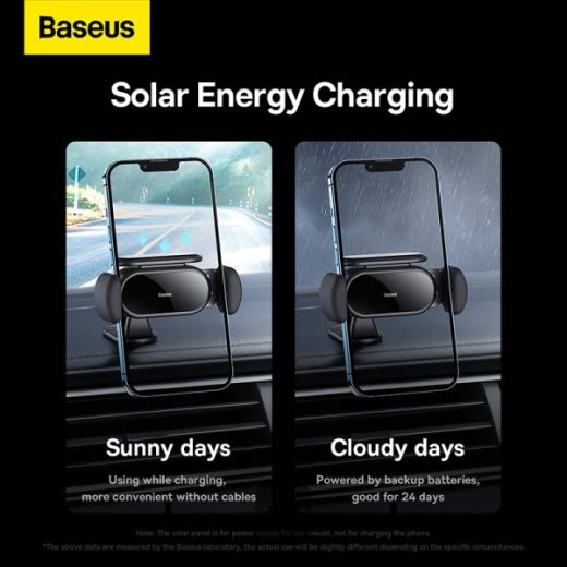 Автомобильный держатель с солнечной батареей Baseus Steel Cannon Pro Solar Electric Car Phone Holder Black (SUGP010001)