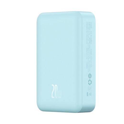 Павербанк (Зовнішній акумулятор) Baseus Airpow Magnetic Mini Wireless Fast Charge Power Bank 20000mAh 20W Blue - With Simple Series Charging Cable Type-C to Type-C (20V/3A) 30cm White