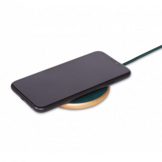 Бездротова зарядка Decoded Wireless 10W (7.5W) USB-C кабель 1.2 м Gold Metal/Forest Green Leather (D9WC2GDFN)