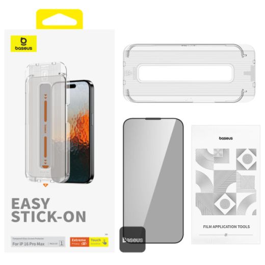 Захисне скло антишпигун Baseus Sapphire Series Full-Coverage 9H Privacy для iPhone 16 Pro Max (P60057507203-01)