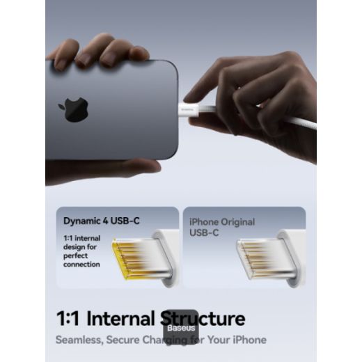 Кабель Baseus Dynamic 4 Fast Charging Type-C to Type-C 100W 1м White (P10381400211-00)
