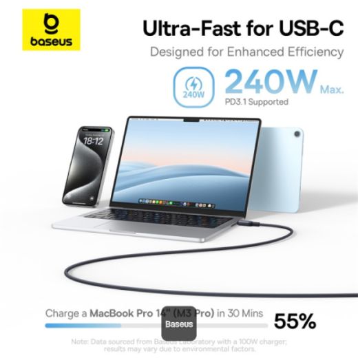 Кабель Baseus PicoGo 240W Magnetic Fast Charging USB-C Cable 1м Black (P10376800121-00)