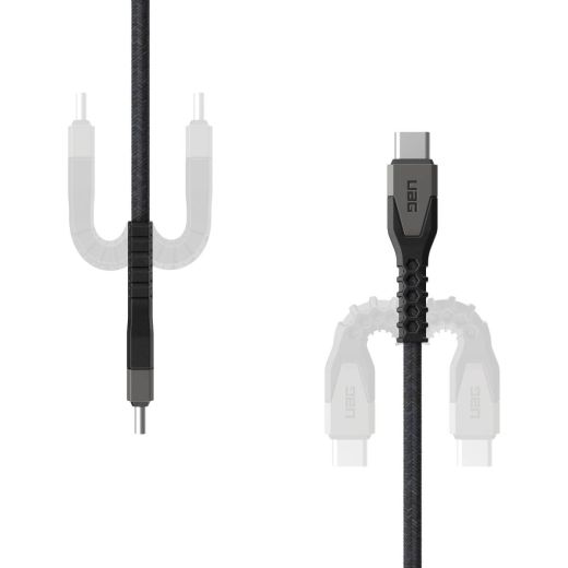 Кабель UAG Type-C to Type-C 1.5м 60Вт Rugged Kevlar Black/Gray (9B4413114030)