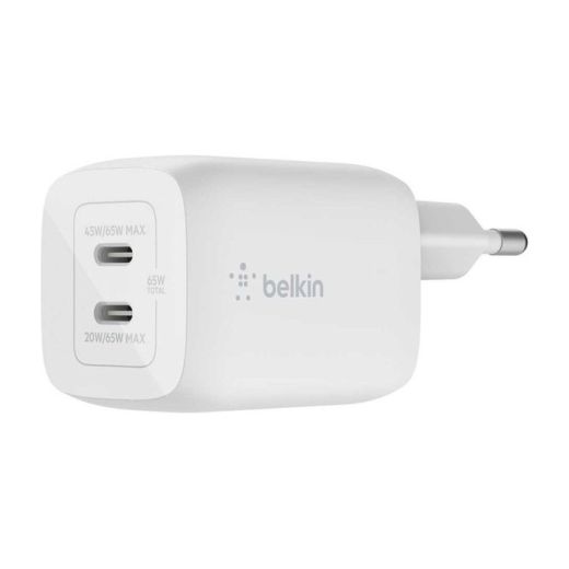 Швидка зарядка Belkin 65W PD PPS Dual USB-C GaN (WCH013VFWH)