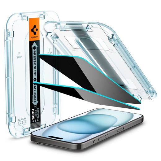 Защитное стекло антишпион Spigen Glass tR EZ Fit HD Privacy 1 шт. для iPhone 16 | 15 (AGL07121)