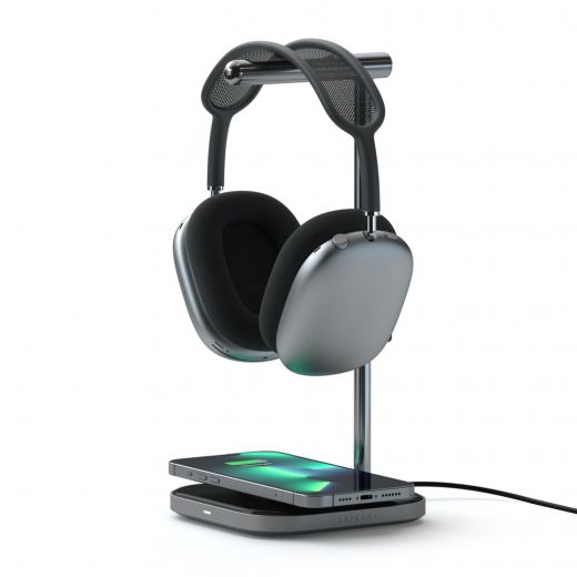 Подставка-держатель для наушников AirPods Max Satechi 2-in-1 Headphone Stand with Wireless Charger (ST-UCHSMCM)