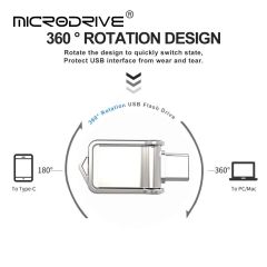 Флешка MicroDrive Dual Flesh Drive Mini OTG Usb2.0/Type-C 512GB Black