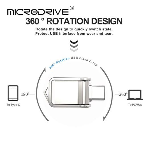 Флешка MicroDrive Dual Flesh Drive Mini OTG Usb2.0/Type-C 512GB Black