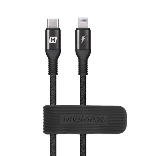 Кабель Momax Elite Link USB-C to Lightning Nylon-Braided Short Fast Charging Cable (0.3M) Black