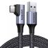 Кабель UGREEN US385 USB-A Male to USB-C Male 3.0 3A 90-Degree Angled Cable 1m Black (20299)