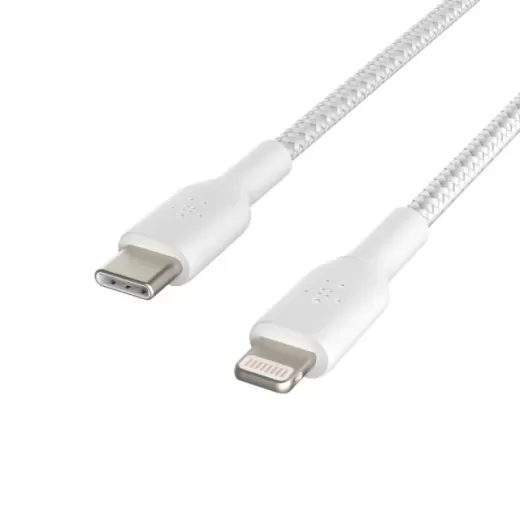 Кабель Belkin BRAIDED USB-C to Lightning White 2 m (CAA004BT2MWH)