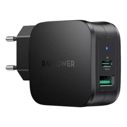 Мережевий зарядний пристрій RAVPower Charger MFi Certified PD 30W 2-Port USB C Fast Charger (RP-PC144)