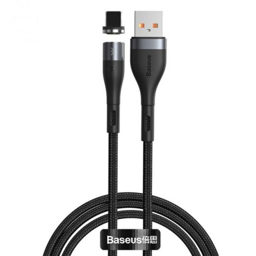 Магнітний кабель Baseus Zinc Magnetic Safe Fast Charging USB to IP 2.4A 1m Gray/Black (CALXC-KG1)