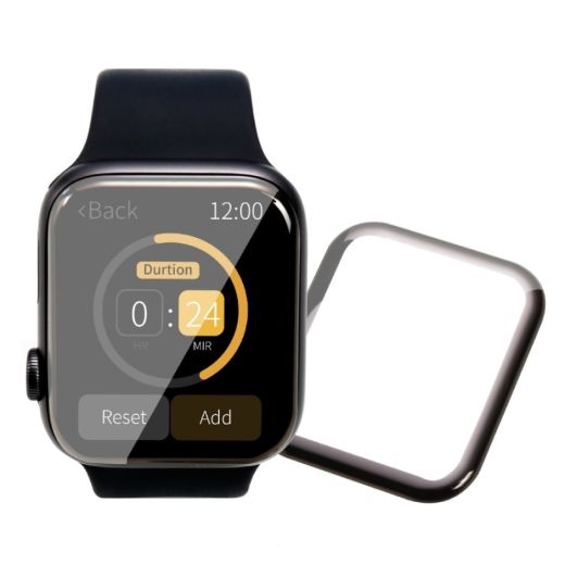 Защитное стекло с рамкой для поклейки Blueo Type Gorilla High Molecule Shock Screen Protector Black для Apple Watch 9 | 8 | 7 (45мм)