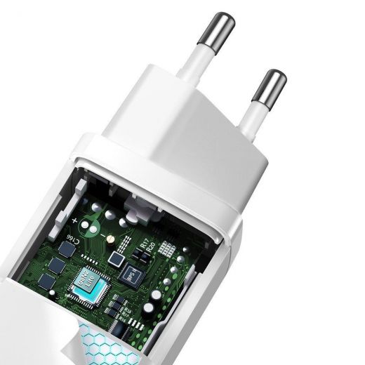 Зарядное устройство Baseus GaN2 Lite Quick Charger 2xUSB Type-C 65W, White (CCGAN2L-E02)