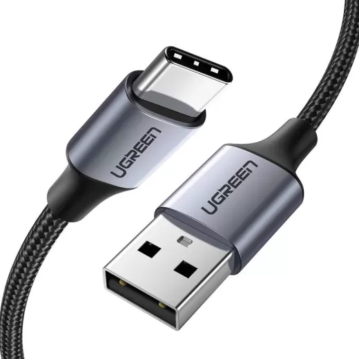 Кабель UGREEN US288 USB-A 2.0 - USB-C Cable Nickel Plating Aluminum Braid 1м Black