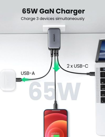 Мережевий зарядний пристрій UGREEN CD244 Nexode 65W USB-C Charger